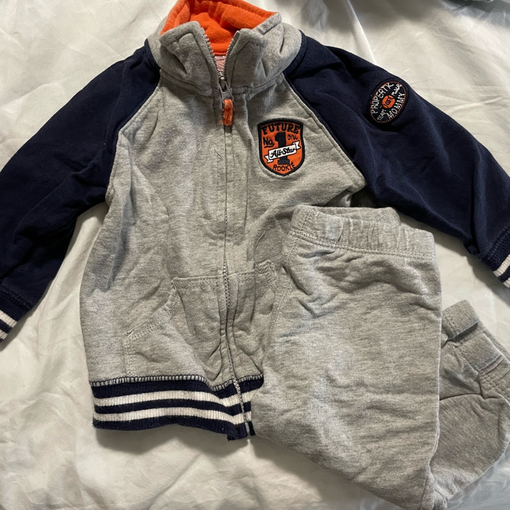 Carter's Gray and Navy Jacket with Orange Trim and matching gray pants